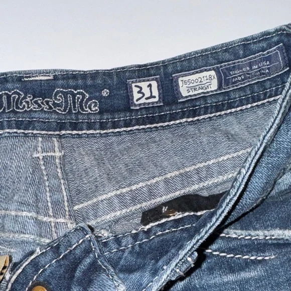 Miss Me Dark Blue Distressed Straight Jeans - Picture 2 of 11